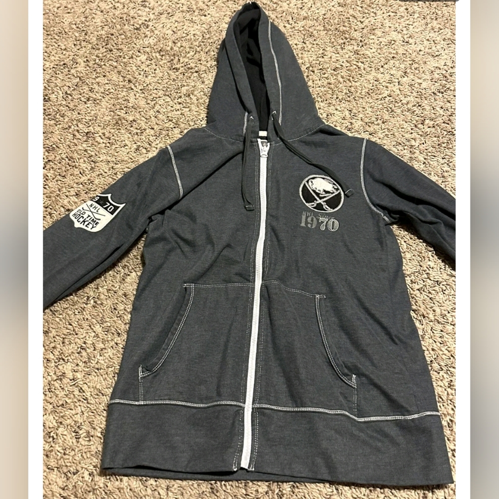 NHL Buffalo Sabres hoodie zip up women's M sweatshirt gray